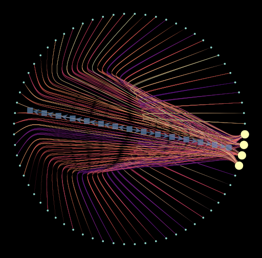Continuous graph representation of the neural network